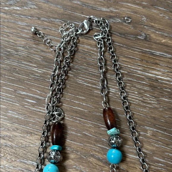 Woman’s Turquoise and Brown Multi-Layer Necklace - Picture 3 of 4